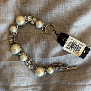 Givenchy Silver-Tone Faux Pearl & Crystal Toggle Bracelet